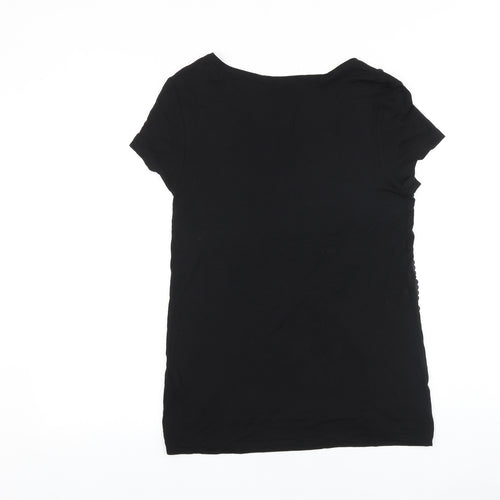 NEXT Womens Black Viscose Basic T-Shirt Size 10 Scoop Neck