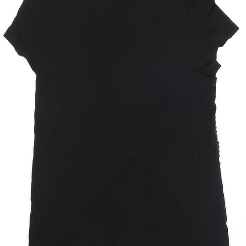 NEXT Womens Black Viscose Basic T-Shirt Size 10 Scoop Neck