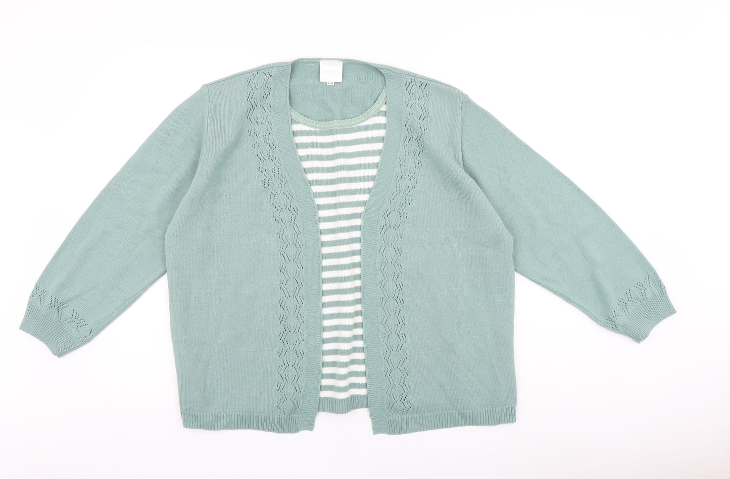 Preworn Womens Green Round Neck 100% Cotton Pullover Jumper Size L - Twin Set