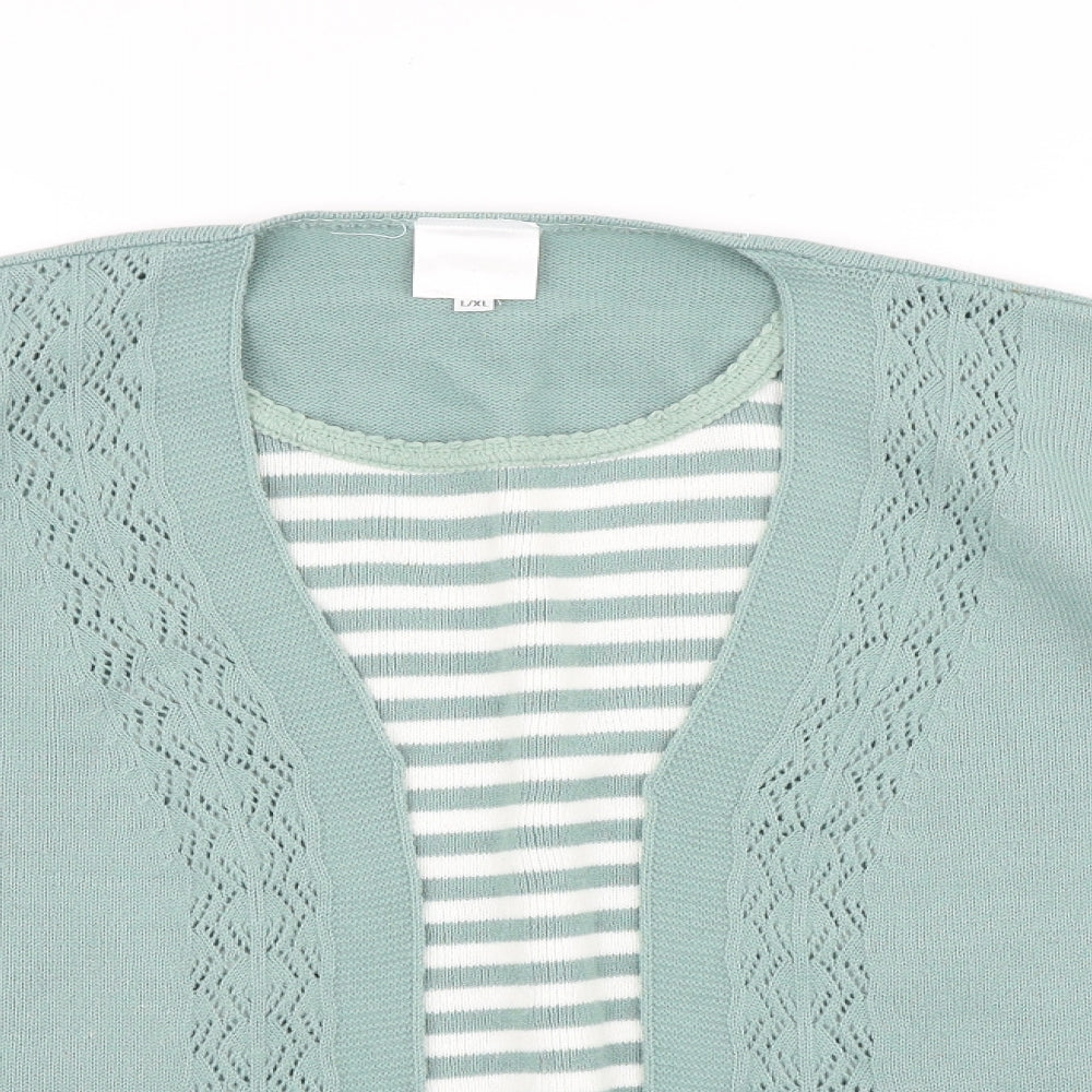 Preworn Womens Green Round Neck 100% Cotton Pullover Jumper Size L - Twin Set