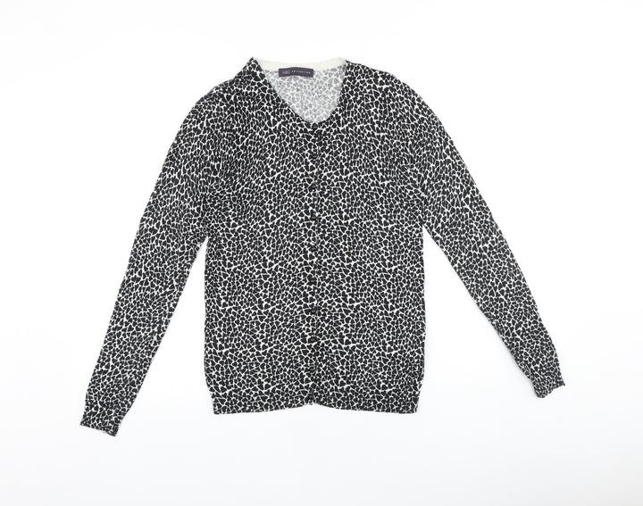 Marks and Spencer Womens Black Scoop Neck 100% Cotton Cardigan Jumper Size 8