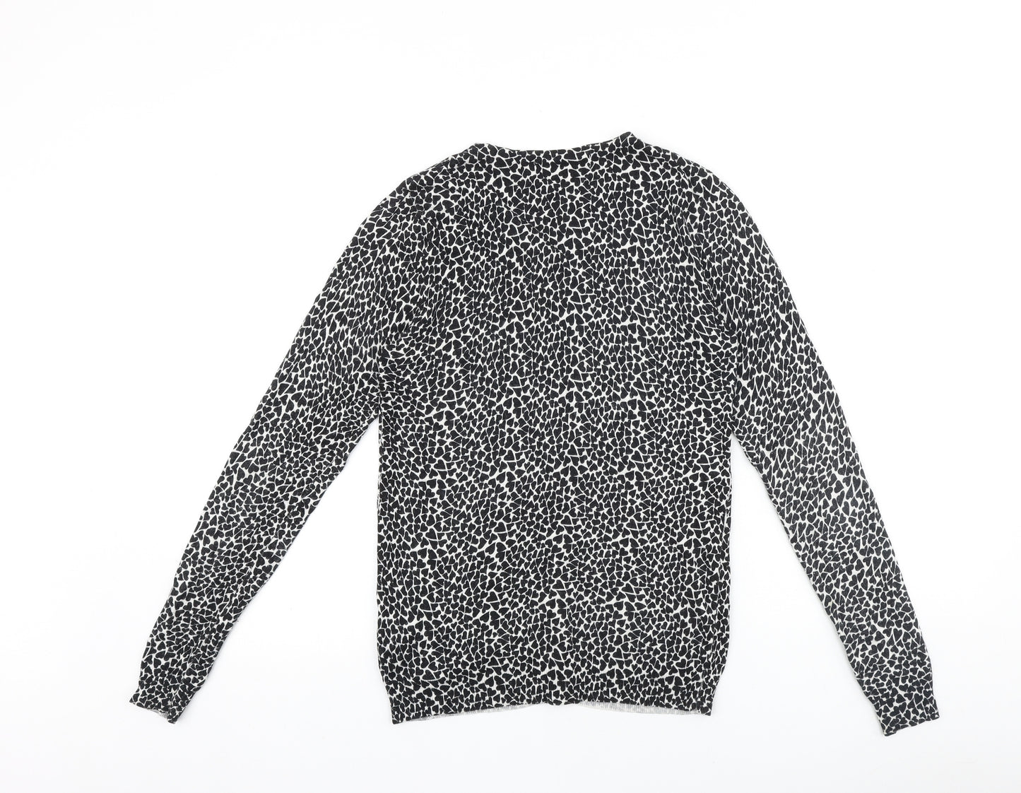 Marks and Spencer Womens Black Scoop Neck 100% Cotton Cardigan Jumper Size 8