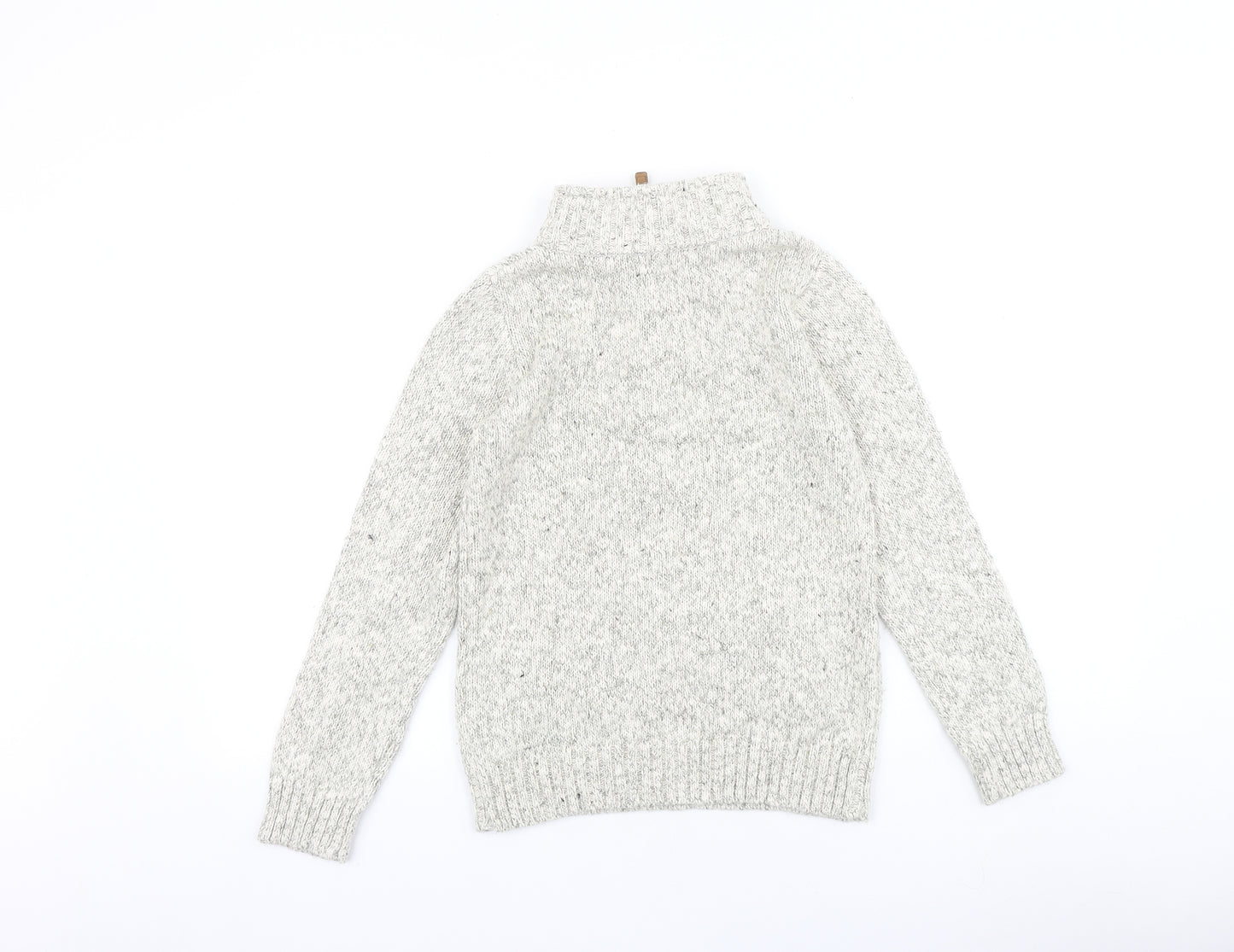M&Co Boys Beige High Neck 100% Cotton Pullover Jumper Size 9-10 Years Zip