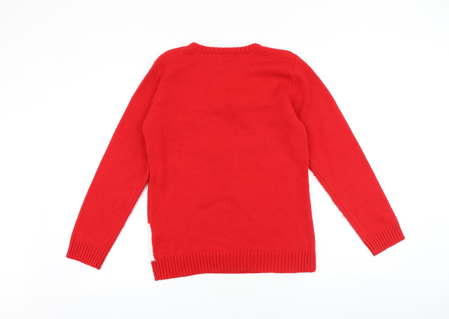 F&F Boys Red Round Neck 100% Cotton Pullover Jumper Size 12-13 Years Pullover - Christmas
