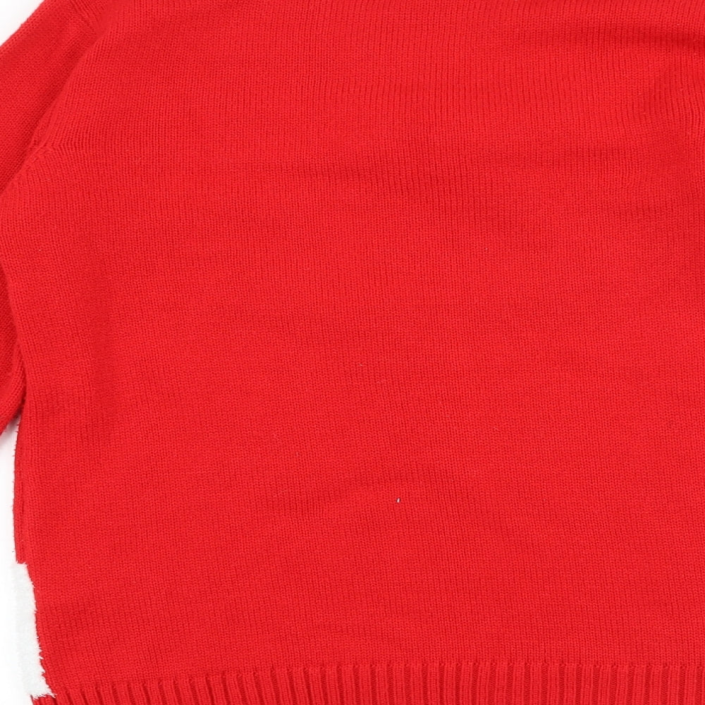 F&F Boys Red Round Neck 100% Cotton Pullover Jumper Size 12-13 Years Pullover - Christmas