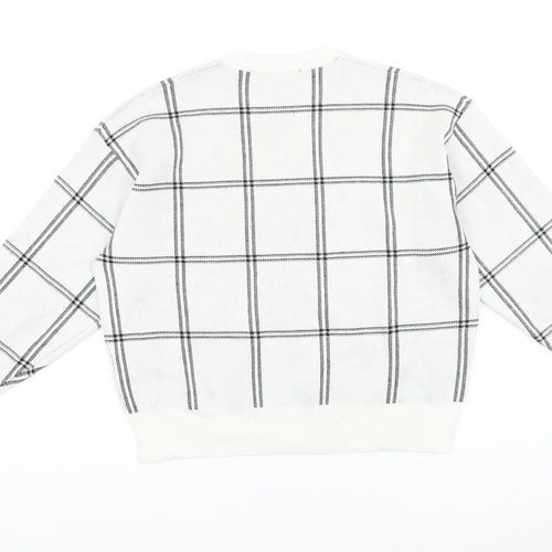 New Look Womens White Check 100% Cotton Pullover Sweatshirt Size S Pullover
