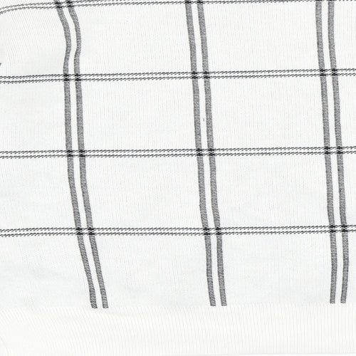 New Look Womens White Check 100% Cotton Pullover Sweatshirt Size S Pullover