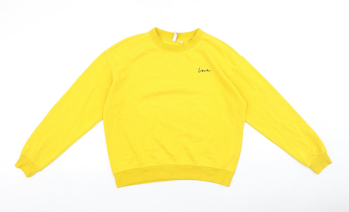 H&M Mens Yellow Cotton Pullover Sweatshirt Size M - Love