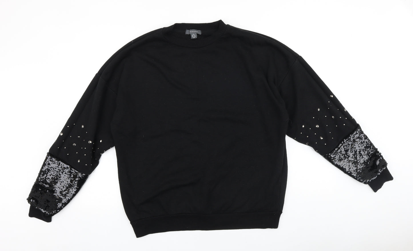 Primark Womens Black Cotton Pullover Sweatshirt Size XS Pullover