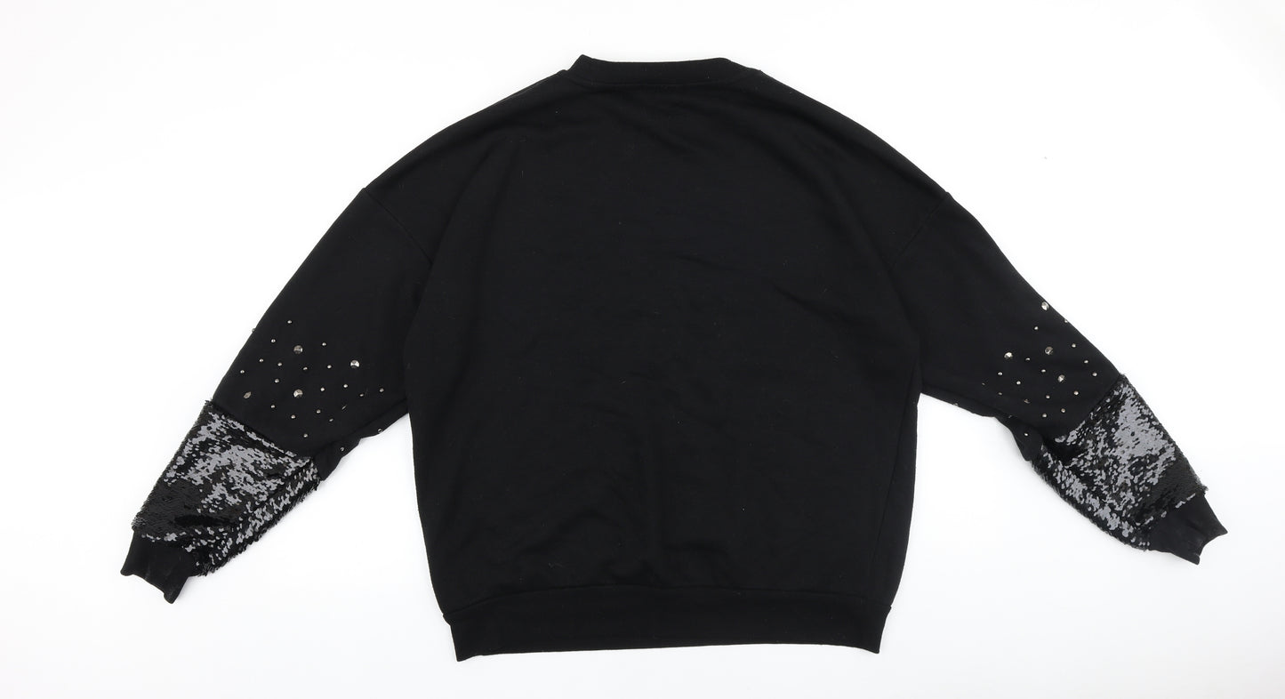 Primark Womens Black Cotton Pullover Sweatshirt Size XS Pullover