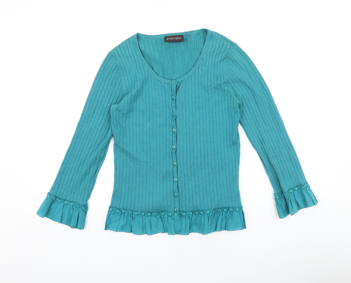 Principles Womens Green Round Neck 100% Merino Wool Pullover Jumper Size 12