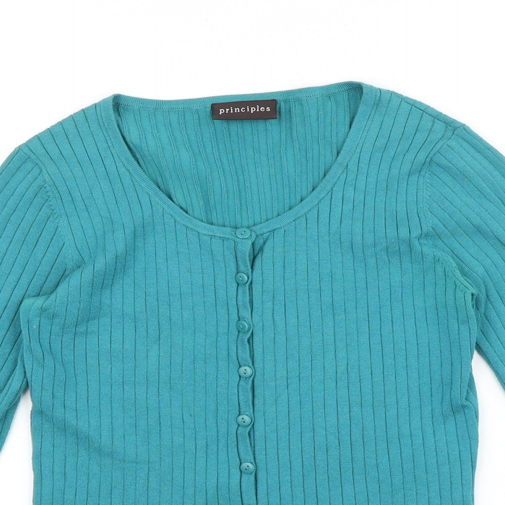 Principles Womens Green Round Neck 100% Merino Wool Pullover Jumper Size 12
