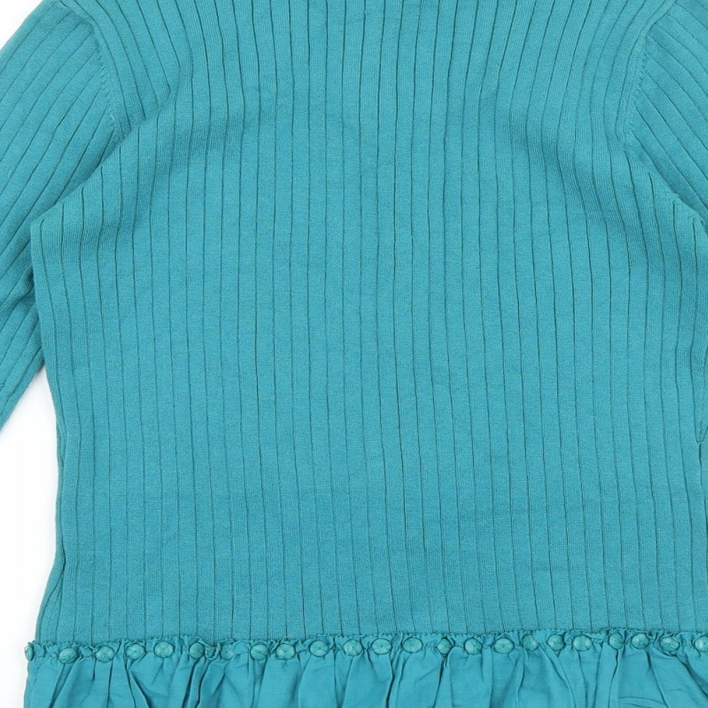 Principles Womens Green Round Neck 100% Merino Wool Pullover Jumper Size 12