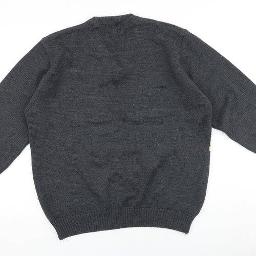 Wolsey Mens Grey Round Neck Acrylic Pullover Jumper Size M Long Sleeve