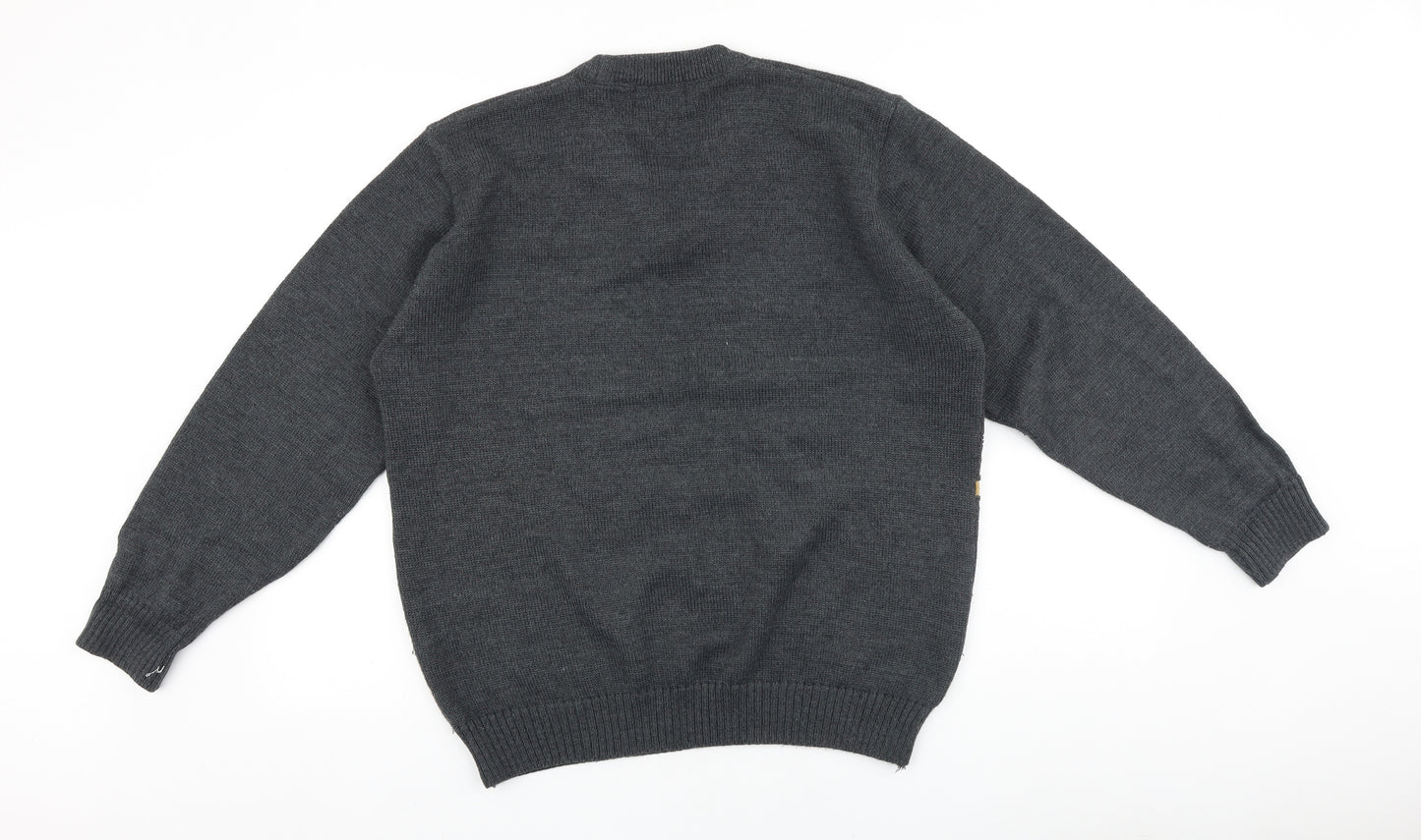 Wolsey Mens Grey Round Neck Acrylic Pullover Jumper Size M Long Sleeve