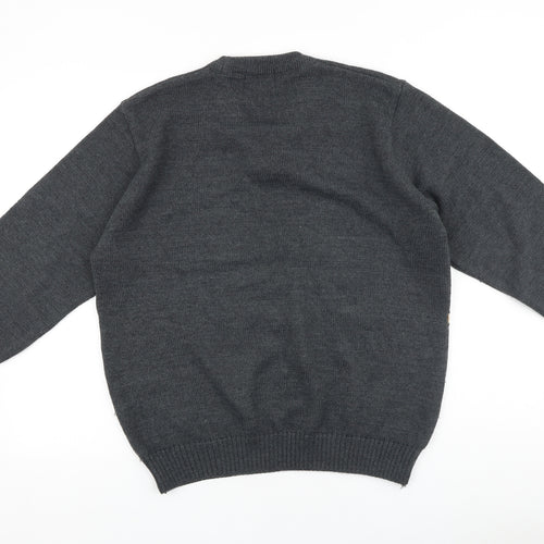 Wolsey Mens Grey Round Neck Acrylic Pullover Jumper Size M Long Sleeve