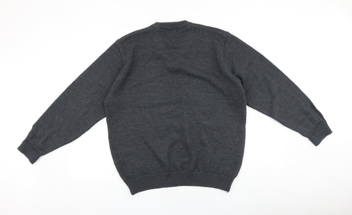 Wolsey Mens Grey Round Neck Acrylic Pullover Jumper Size M Long Sleeve