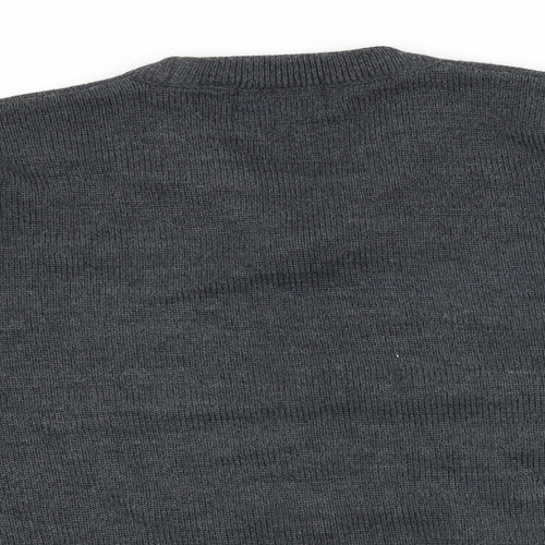 Wolsey Mens Grey Round Neck Acrylic Pullover Jumper Size M Long Sleeve