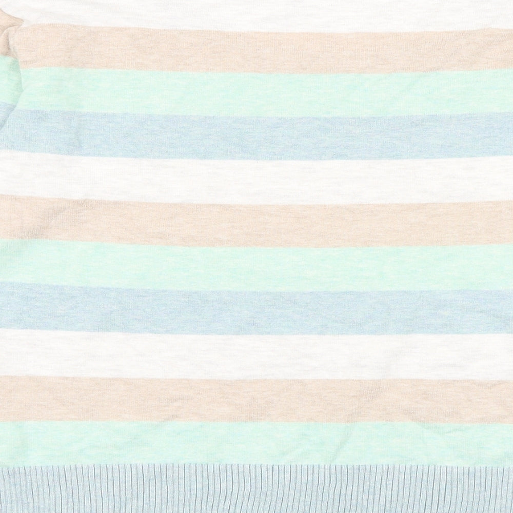 b.young Womens Multicoloured Scoop Neck Striped 100% Cotton Pullover Jumper Size XL