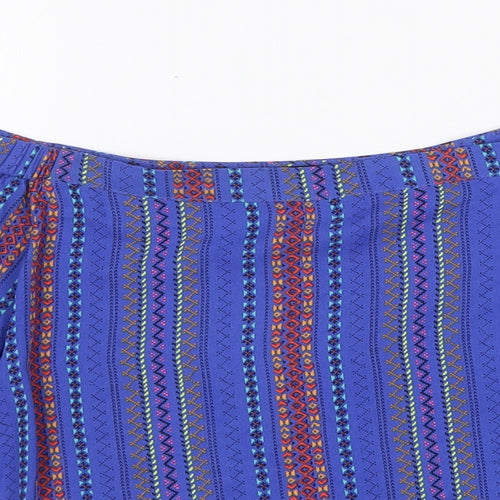New Look Womens Blue Striped Polyester Basic Blouse Size 8 Off the Shoulder