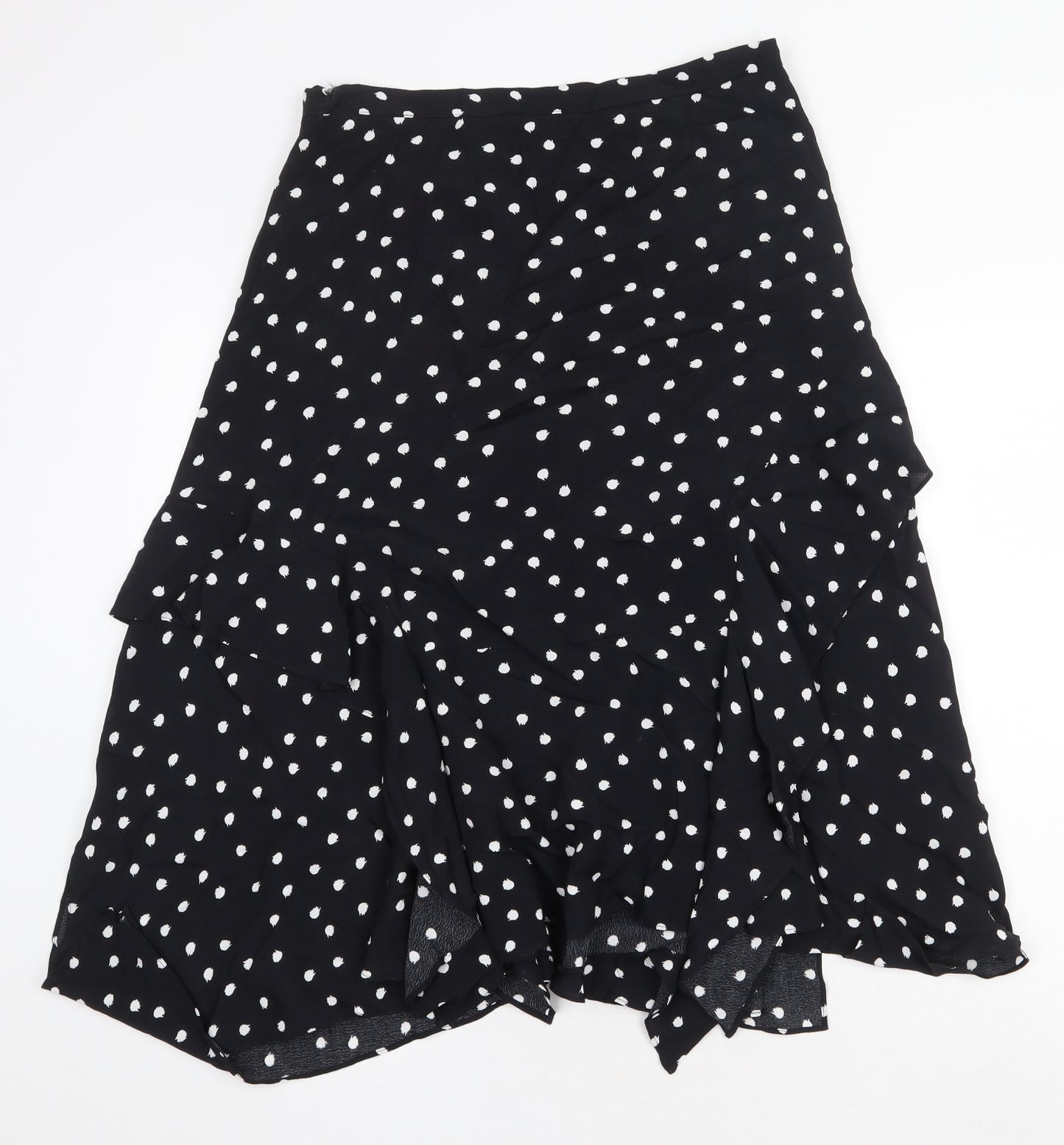 Mini Velvet Womens Black Polka Dot Polyester Flare Skirt Size 12 Zip