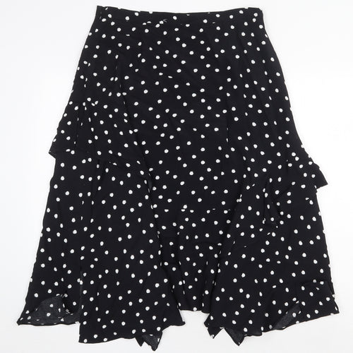 Mini Velvet Womens Black Polka Dot Polyester Flare Skirt Size 12 Zip