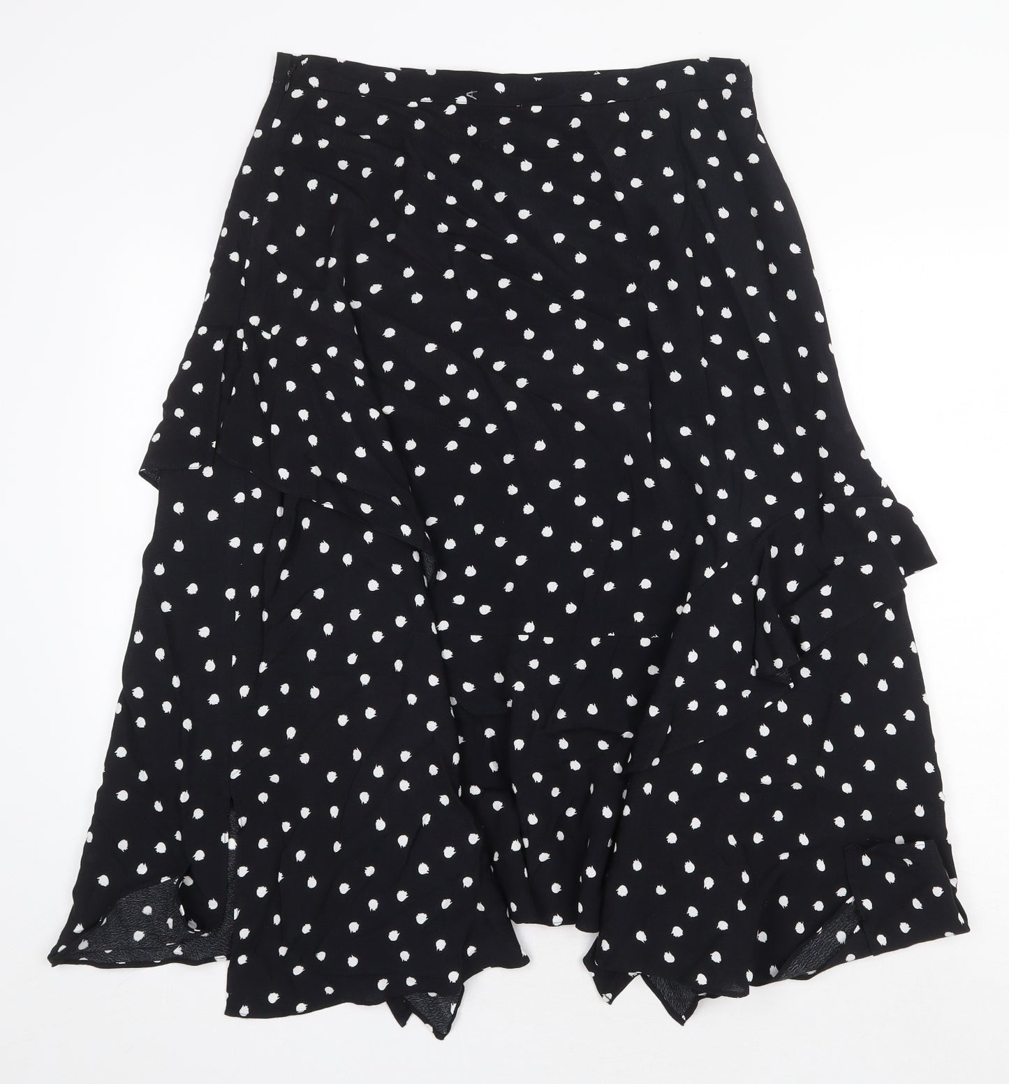 Mini Velvet Womens Black Polka Dot Polyester Flare Skirt Size 12 Zip