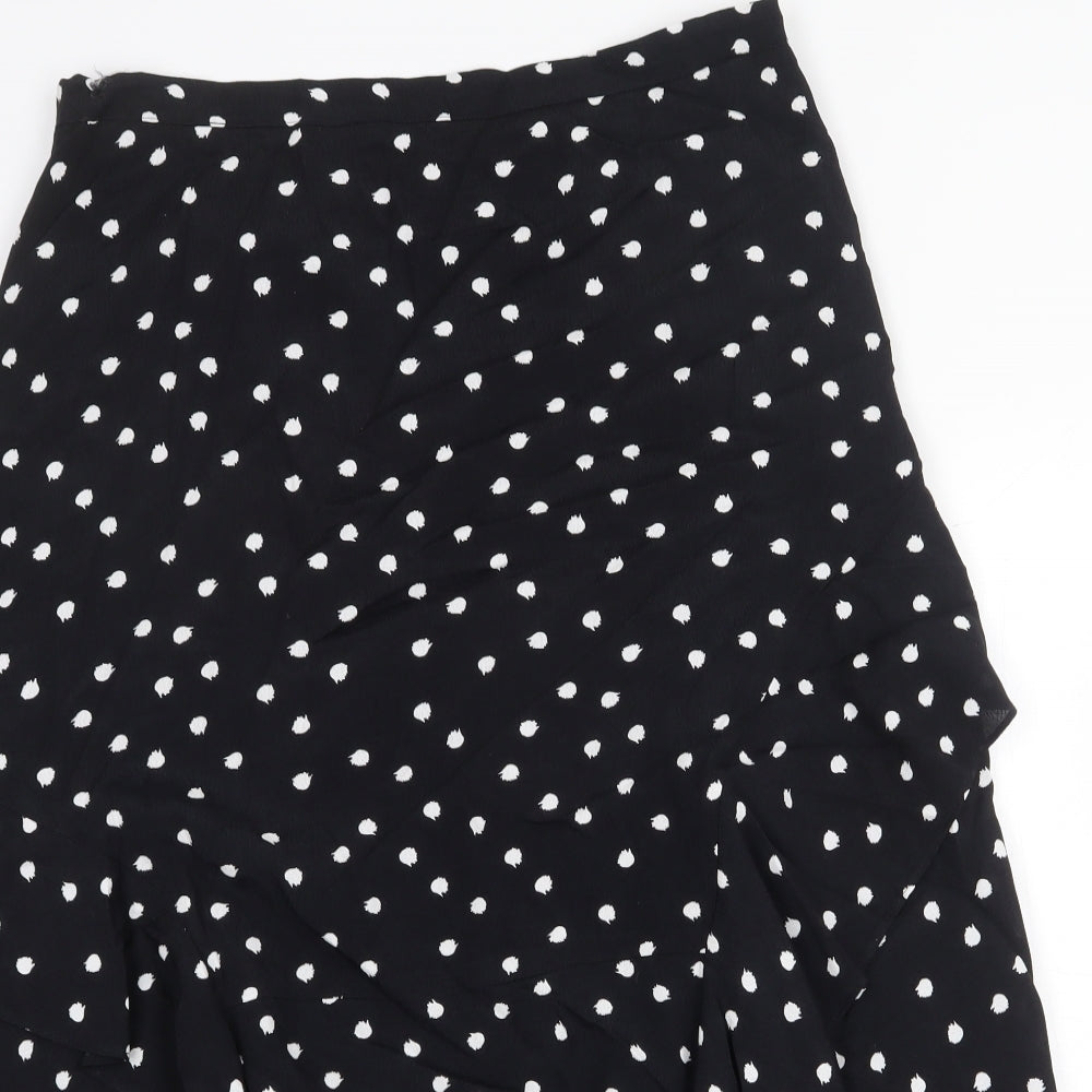 Mini Velvet Womens Black Polka Dot Polyester Flare Skirt Size 12 Zip