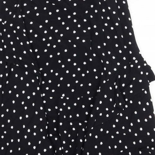 Mini Velvet Womens Black Polka Dot Polyester Flare Skirt Size 12 Zip