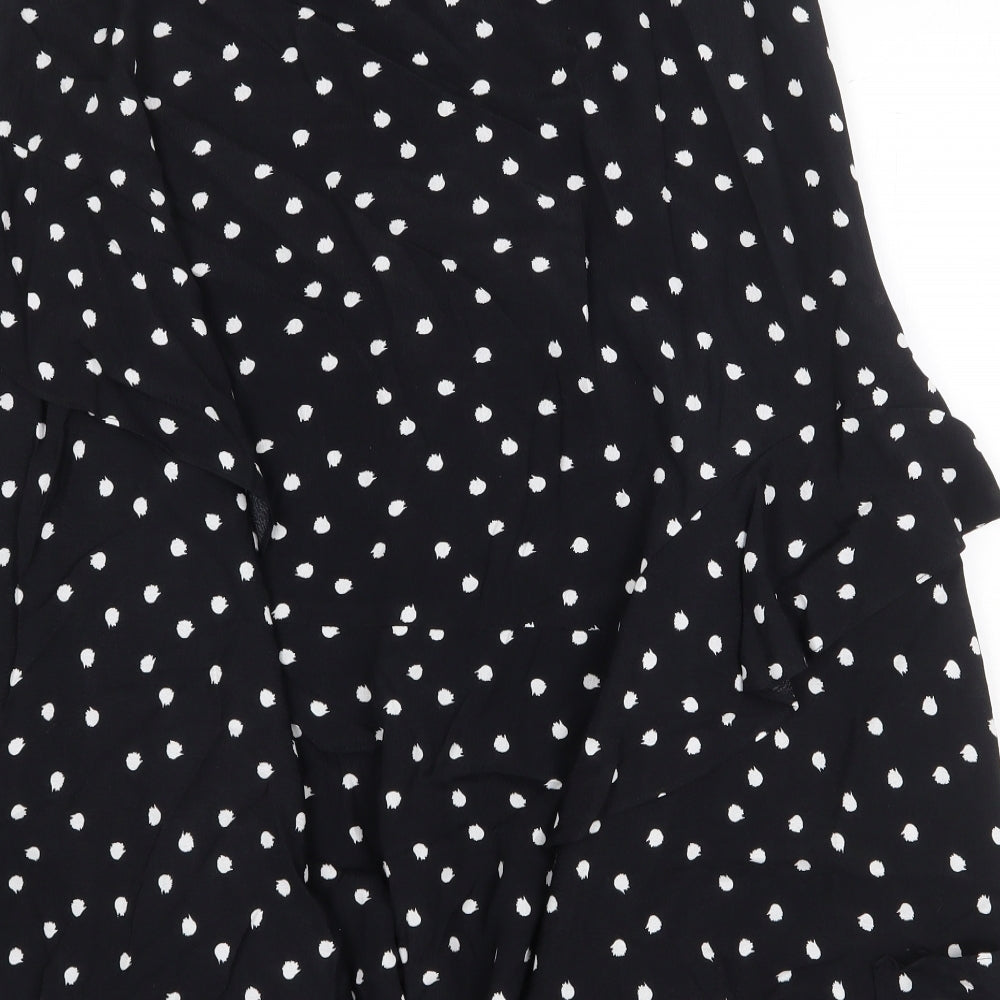 Mini Velvet Womens Black Polka Dot Polyester Flare Skirt Size 12 Zip