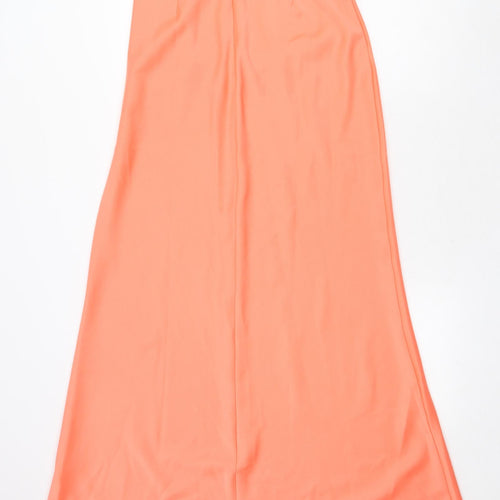 ASOS Womens Pink Polyester A-Line Size 8 Off the Shoulder Zip - Pleat Detail