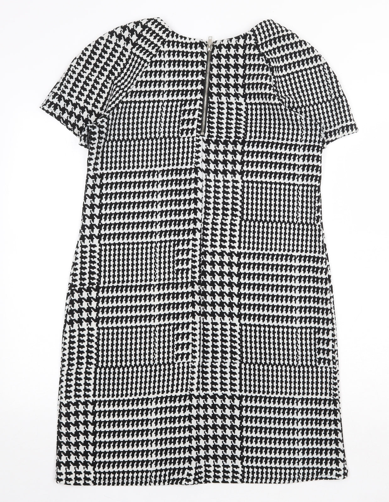 Atmosphere Womens Black Plaid Polyester Shift Size 10 Boat Neck Zip