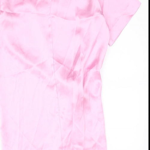 Zara Womens Pink Polyester Sheath Size S Round Neck Zip - Twist Detail