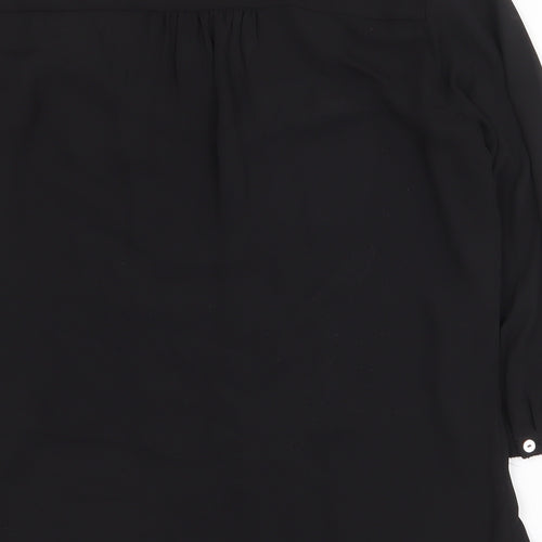 H&M Womens Black Polyester Basic Blouse Size 8 V-Neck