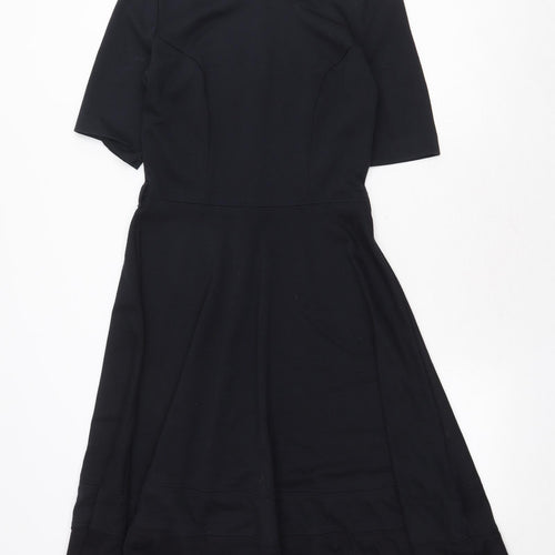ASOS Womens Blue Polyester Fit & Flare Size 10 Boat Neck Zip