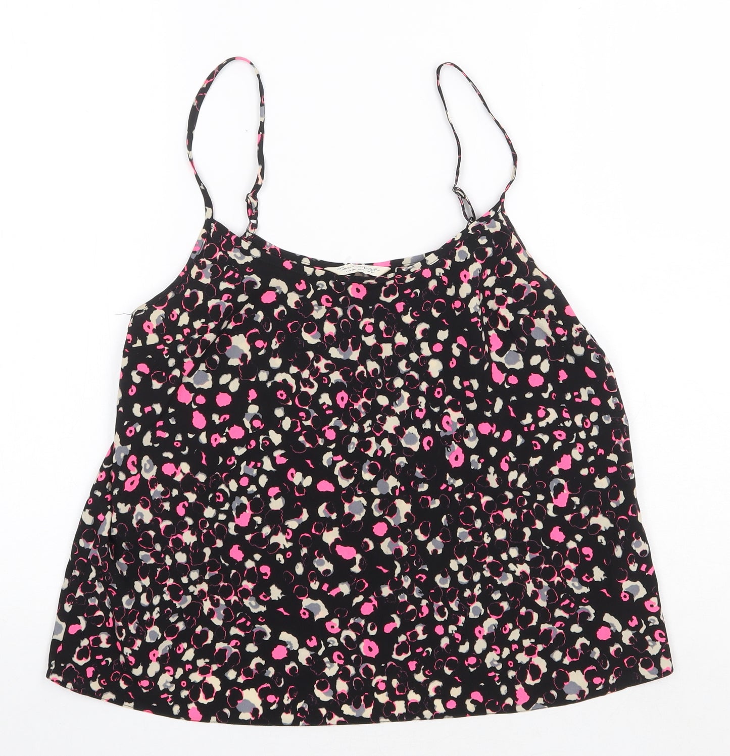 Miss Selfridge Womens Black Geometric Polyester Camisole Tank Size 10 Scoop Neck