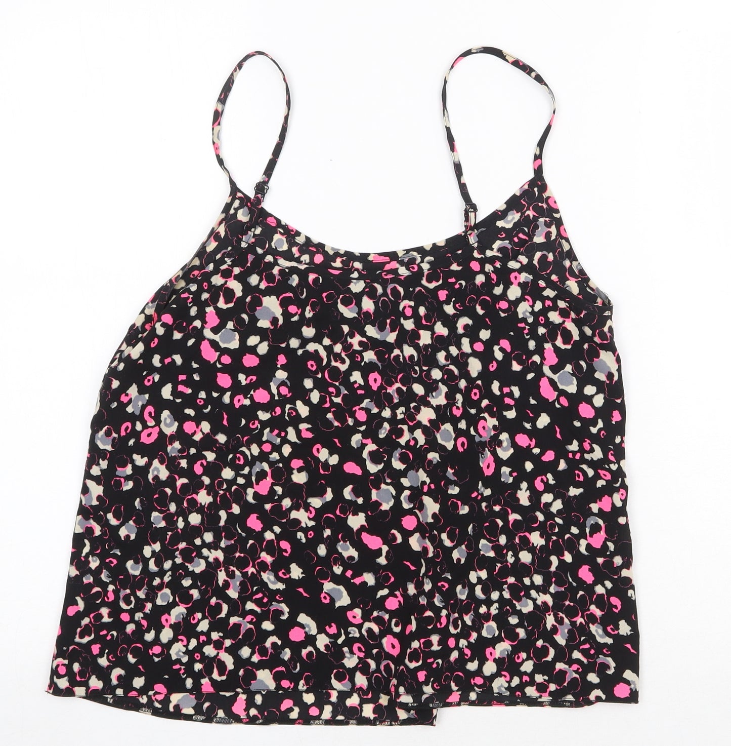 Miss Selfridge Womens Black Geometric Polyester Camisole Tank Size 10 Scoop Neck