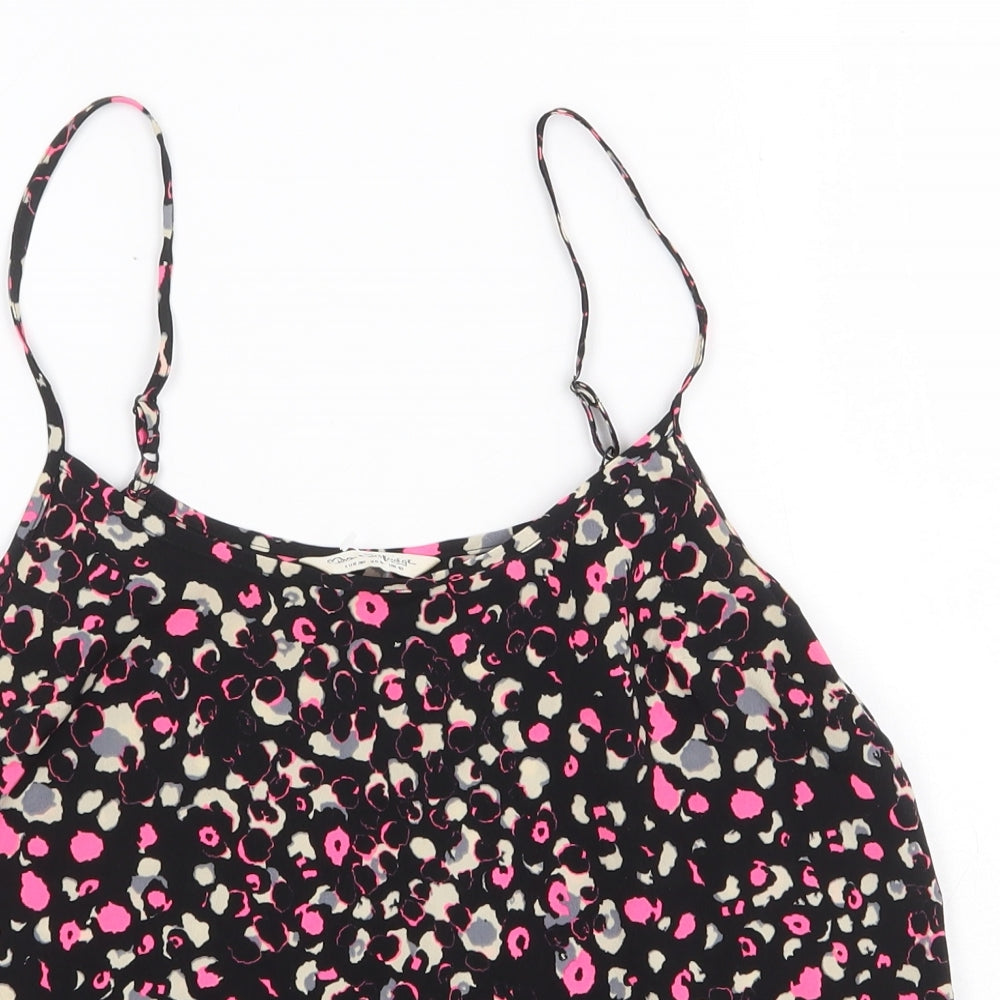 Miss Selfridge Womens Black Geometric Polyester Camisole Tank Size 10 Scoop Neck