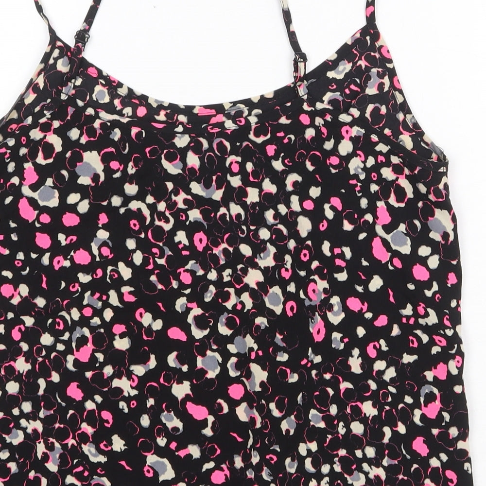 Miss Selfridge Womens Black Geometric Polyester Camisole Tank Size 10 Scoop Neck