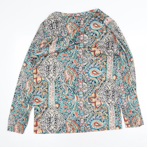 Preworn Womens Multicoloured Geometric Polyester Basic Blouse Size M V-Neck