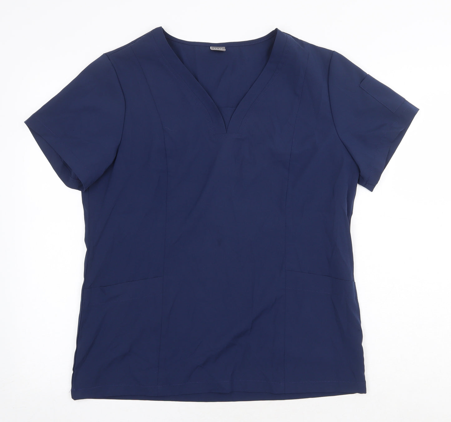 NiaaHinn Womens Blue Polyester Basic Blouse Size M V-Neck
