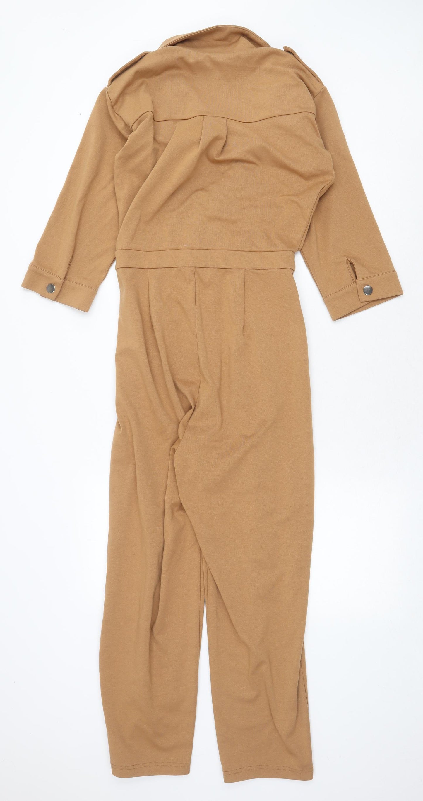 ICHI Womens Beige Polyester Jumpsuit One-Piece Size S Zip