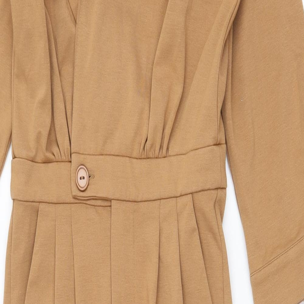 ICHI Womens Beige Polyester Jumpsuit One-Piece Size S Zip