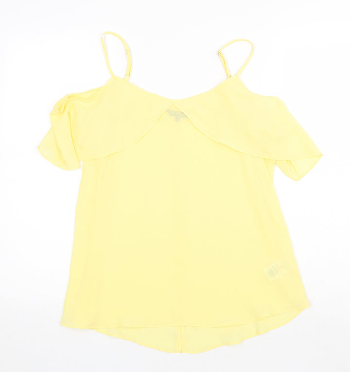 Peacocks Womens Yellow Polyester Basic Tank Size 12 Round Neck