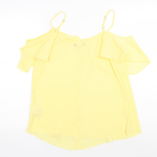 Peacocks Womens Yellow Polyester Basic Tank Size 12 Round Neck