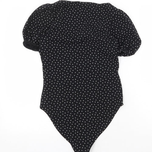 Los Angeles Atelier Womens Black Polka Dot Cotton Bodysuit One-Piece Size S Snap