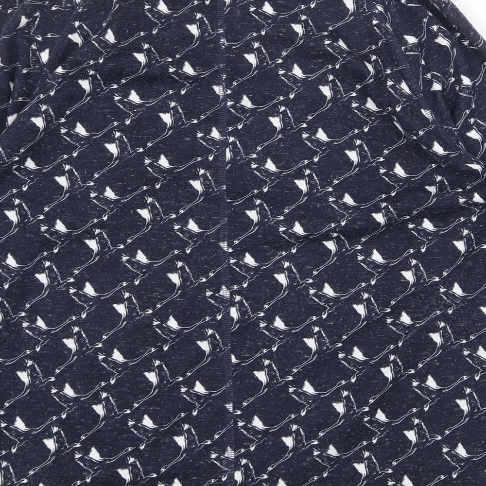 Marks and Spencer Womens Blue Geometric Polyester Basic Blouse Size 12 Boat Neck - Bird Print