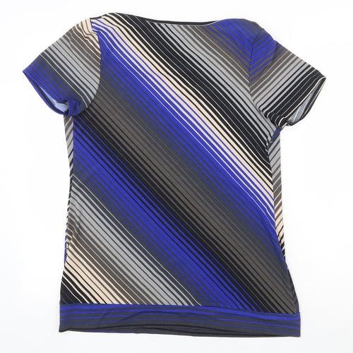 CMD Womens Multicoloured Geometric Polyester Basic T-Shirt Size M Mock Neck