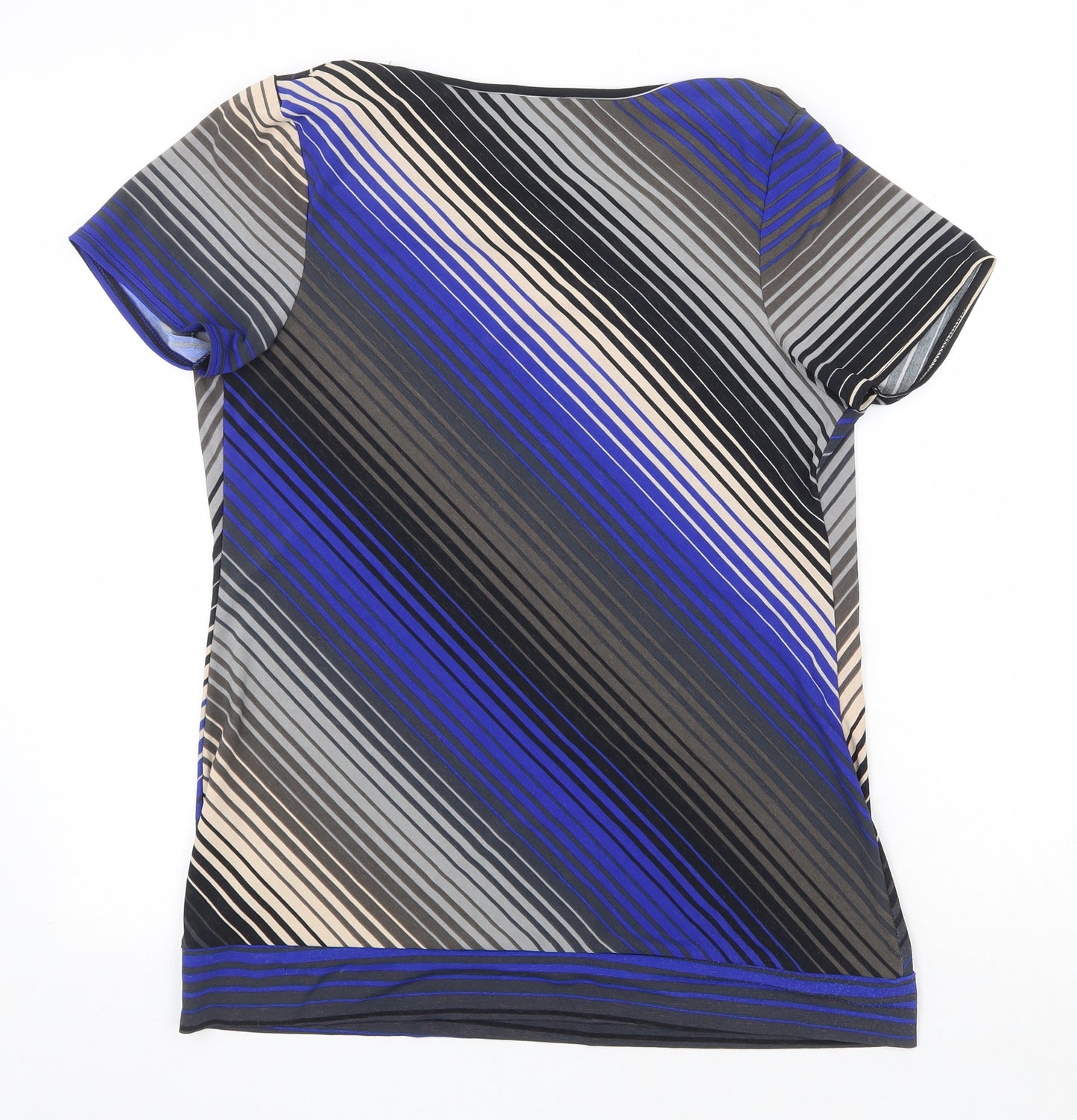 CMD Womens Multicoloured Geometric Polyester Basic T-Shirt Size M Mock Neck