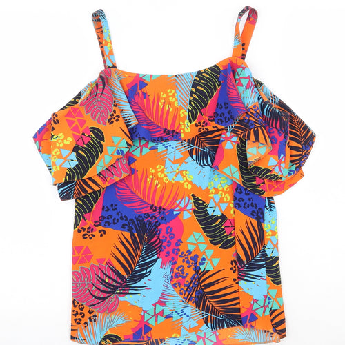 George Womens Multicoloured Geometric Polyester Basic Blouse Size 10 Square Neck